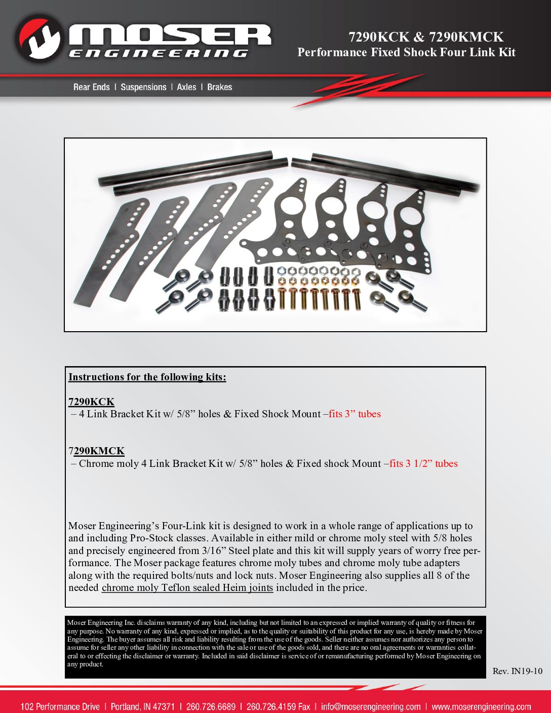 7290KCK and KMCK Performance Four Link Kits IN19-10