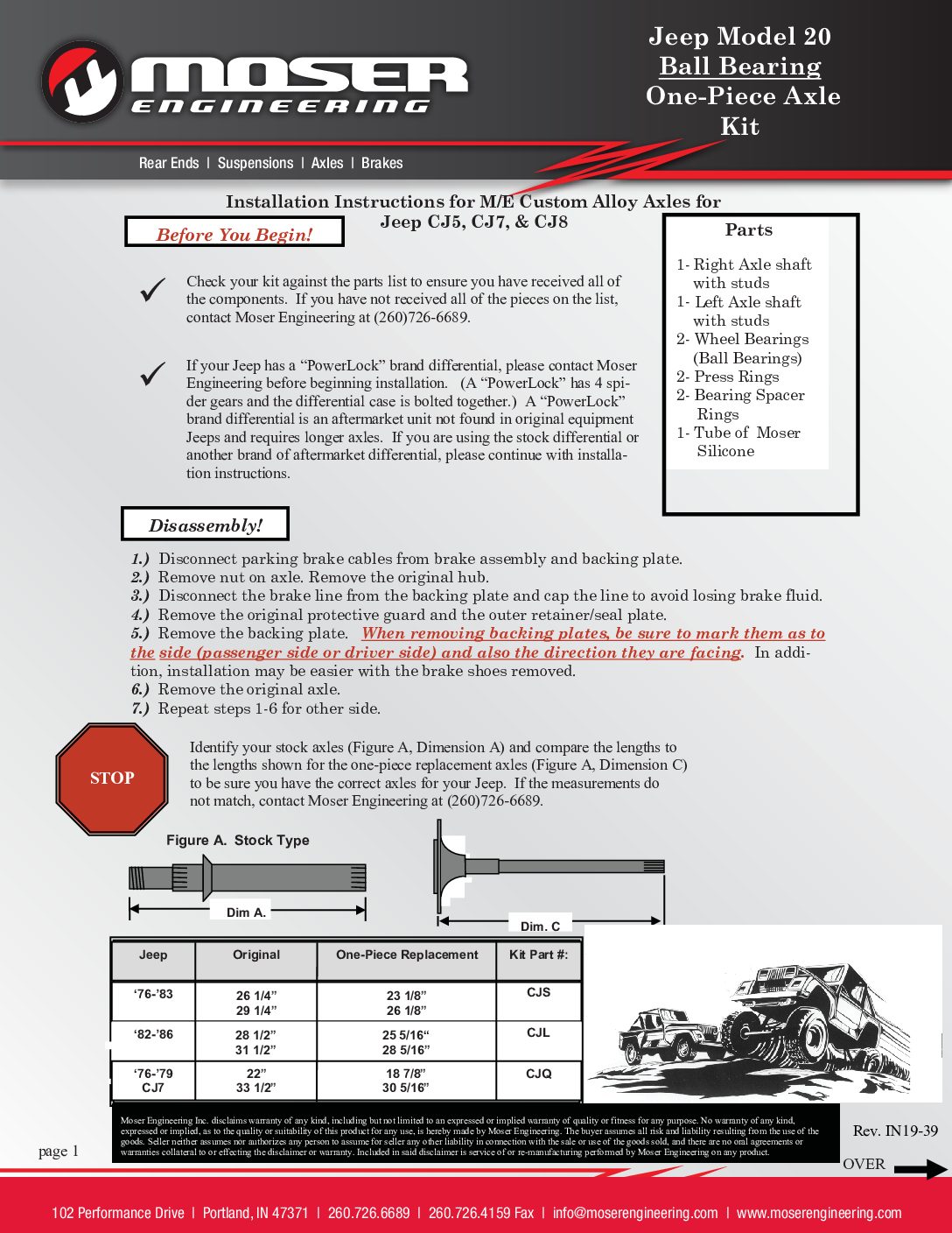 Jeep Model 20 BB Instructions IN19-39