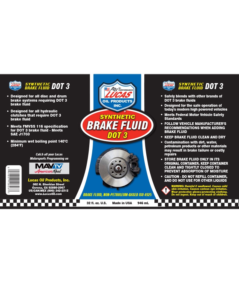 LUC-10825 LUCAS OIL SYNTHETIC BRAKE FLUID DOT 3 - Image 2